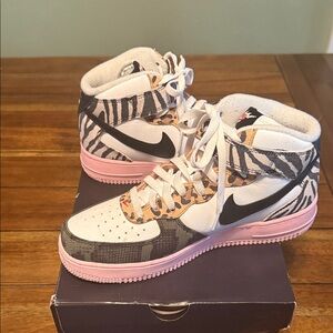 Nike Women's Athletic Shoes - White, Black, Pink, Leopard Print